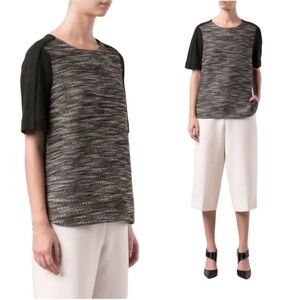 VINCE Boxy Textured Tweed & Wool Contrast Shirt